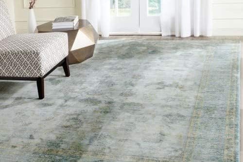 Miniatura 5 de SAFAVIEH Valencia Collection - Alfombra de 8 x 10 pies, color azul claro y turquesa, diseño bohemio chic envejecido, no desprende pelusa y de fácil