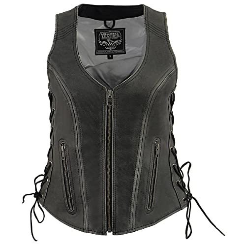 Image of Milwaukee Leather Women's Premium Classic Leather Motorcycle Rider Vest w /Adjustable Side Laces