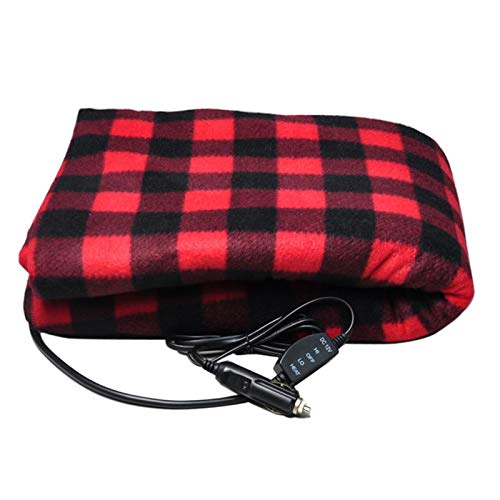 Auto Verwarmde Deken, 12V Elektrische Verwarming Deken voor SUV Voertuig Vrachtwagen Boten RV, Winter Koud Weer Reizen Camping Gebruik, Rood