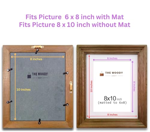 Image of Wooden Rectangular Photo Frame With Mat,Brown Photo Frame 6 X 8 Inch With Mat Or 8 X 10 Inch Without Mat For Wall Decoration,Gallery Walls,Best Wooden Photo Frames For Posters& Photos