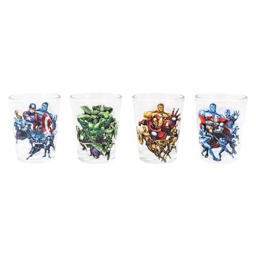 Silver Buffalo Marvel Team Avengers Lot de 4 mini verres transparents 42,5 g