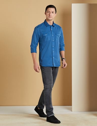 Image of Symbol Premium Men Long Sleeve Casual Washed Cotton Twill Shirt (Regular Fit)