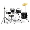 Tiger JDS14-BK Junior 5-Piece Drum Kit - For Ages 3-10 - Snare, Toms, Bass Drum, Bass Drum Pedal, Hi-Hat, Crash Cymbals, Throne and Sticks All Included – Black #1