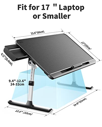 SAIJI-Mesa-para-Cama-Mesa-para-Portatil-Ajustable-con-Cajon-de-Almacenamiento-Patas-Plegables-Pies-de-Trineo-Tablero-de-Cuero-de-PVC-Escritorio-Portatil-para-Cama-Sofa-Piso-Negro