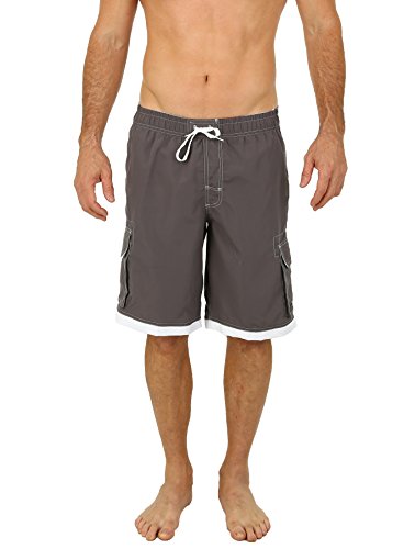 UZZI Men's Relax Long Cargo Swim Trunks