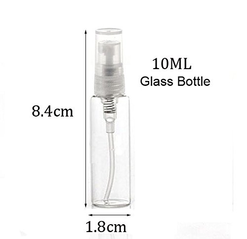 Elfenstal- 20Pcs Empty 10Ml Clear Fine Mist Atomizer Glass Bottle Spray Refillable Perfume Empty Bottle Glass Clean Cloth For Travel Party Portable Makeup Tool + Free 3Ml Pipette #TOP2