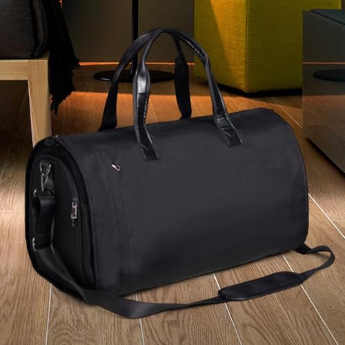 Garment Duffel Bag with Shoe Compartment Overnight for Men Lightweight Large Handbag Garment Bag Shoulder Strap, Brown Polyester4