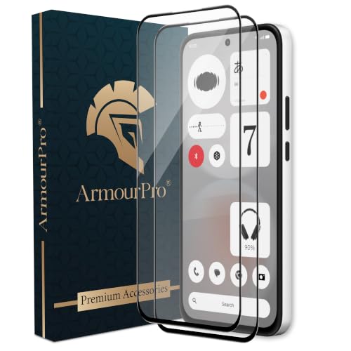 Image of ArmourPro Tempered Glass for Nothing Phone (4b) - 9H Anti Scratch Screen Protector, Edge to Edge Coverage, HD Clarity, Smooth Touch, Case Friendly | Black, Pack of 2