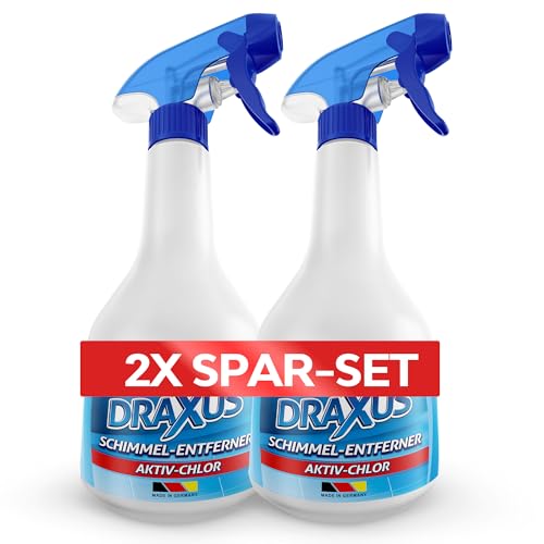DRAXUS Profi Schimmelentferner mit innovativem Hafteffekt I Extra starkes Schimmelspray für Wand, Bad, Silikonfugen & mehr I Entfernt Schimmel hocheffektiv (Aktiv-Chlor) (2x Spar-Set)