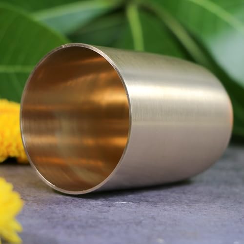Image of Ambi Home Pure Kansa Small Traditional Ayurvedic Juice Glass | Kids 160ml | Kansa Glass Drinkware, Serveware for Lassi, Milk, and Water