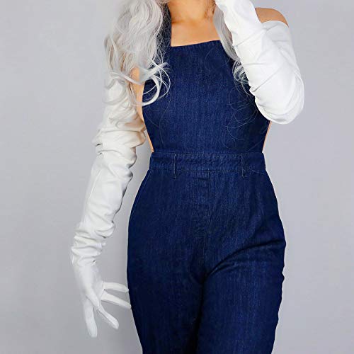 Image of DooWay Unisex 90CM LONG LEATHER GLOVES Oversized Loose Fit 35 Inches Shoulder Length Faux PU for Adult Party Cosplay Costume