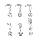 XFSRG 6 Piezas Piercing Ombligo Falso Colgante con Cubic Zirconia Belly Ring 10mm Diseño Elegante Clip On Anillo de Ombligo Piercing Joyería para Mujer