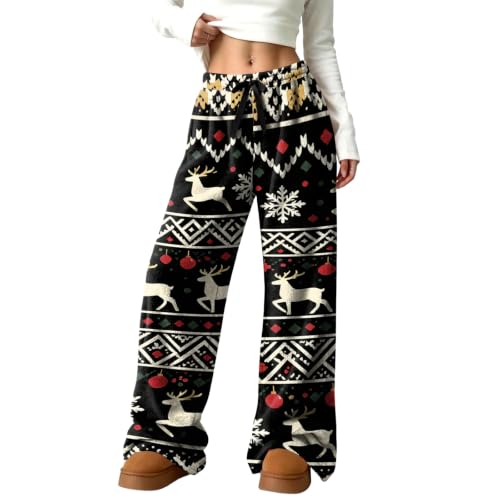 Womens Wide Leg Pants Comfort Christmas Graphic Flannel Sleep Pants - image 6