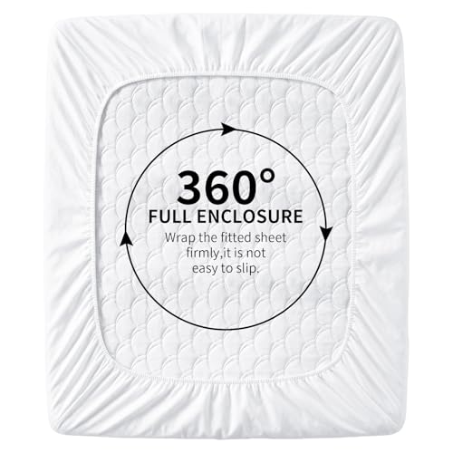 Image of HBHLFZ Queen Fitted Sheet Only, Soft Breathable Bottom Sheet - 60 inchx80 inch Deep Pockets Queen Size Fitted Sheet - All Around Stretch Fit, Wrinkle Resistant, Colorfast - Easy Care, White