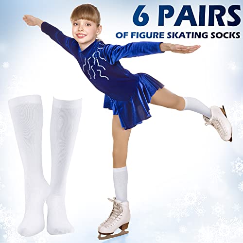 6 Pairs Ice Skating Socks Cotton Compression Socks Roller Skate Socks Knee Socks Athletic Sport For Women Girl (Black, White, Nude Color) #TOP1
