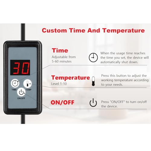 Relassy Infrarotlampe, 150W Rotlichtlampe mit 10 Temperaturstufen, Rotlichtlampen Wärmelampe mit Timer fur Heimat, Infrarot Lampe Einstellbarer Winkel