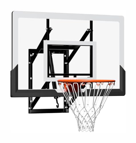 45'' Wall Mounted Basketball Hoop with Shatterproof Backboard, Wall Mount