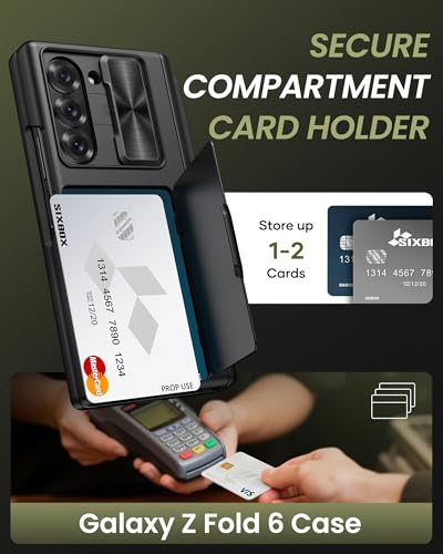 Image of for Samsung Galaxy Z Fold 6 Case With Privacy Screen Protector, S Pen Holder & Card Holder & Hinge Protection & Slide Camera Cover, Rugged Wallet Protective Phone Cover Case for Z Fold 6, Black