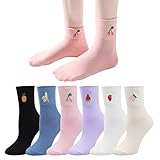 ALBAGU Womens Crew Socks Cotton Casual Cute Fruit Embroidered Socks for Girls Novelty Funny Gift...