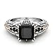 Vintage 925 Sterling Silver Black Gem Ring Cocktail Rings Square Cut Black Onyx Marcasite Cubic Zirconia Anniversary Promise Ring CZ Eternity Engagement Wedding Band Ring for Women TZ.37 (US Code 7)