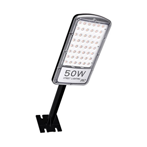 Preisvergleich Produktbild Papasbox LED Straßenlaterne, 50W Straßenlampe Straßenleuchte 5000LM Aussenleuchte Mastleuchte Lampe Hofbeleuchtung IP67 Warmes Weiß 3000K Wegeleuchten Sicherheits Wand Licht