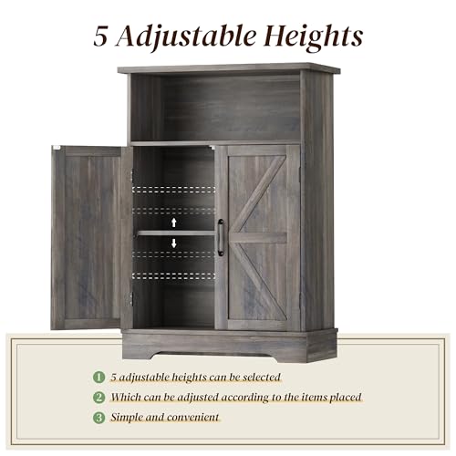 Smuxee-Floor-Bathroom-Storage-Farmhouse-Bathroom-Cabinet-with-Barn-Door-and-Adjustable-Shelf-Wash-Grey-Freestanding-Cabinet-Organizer-for-Bathroom-Kitchen-Living-Room Smuxee Floor Bathroom Storage Farmhouse Bathroom Cabinet with Barn Door and Adjustable Shelf Wash Grey Freestanding Cabinet Organizer for Bathroom Kitchen Living Room