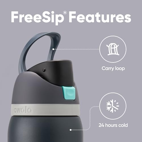 Image of Owala FreeSip Insulated Stainless Steel Water Bottle with Straw for Sports and Travel, BPA-Free, 40oz, Foggy Tide