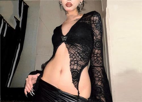 Image of TOMETO STAR Bolero Shrug Tops for Women Goth Flare Sleeve Shrugs