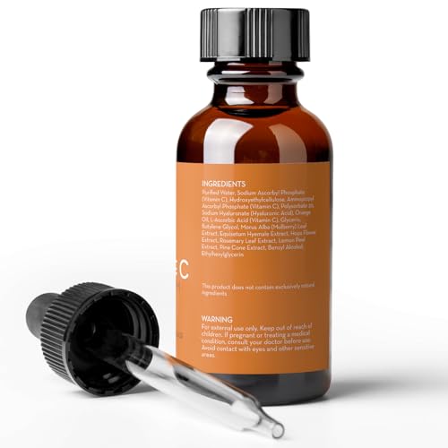 Pure Body Naturals Vitamin C Serum Dark Spot Corrector for Face, with Hyaluronic Acid and Vitamin E - Brightening Dark Spot Corrector Serum, 1 fl oz