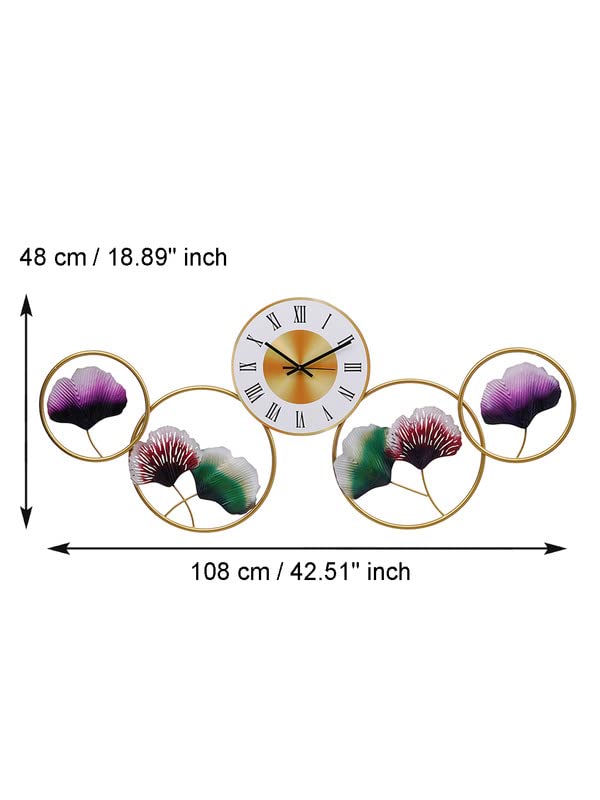 Image of CHRONIKLE Stylish Round Rings Design Vertical Wall Art Analog Metal Roman Numbers Wall Clock for Living Room Home Decor Office Gifts (Size: 108 x 1 x 48 CM | Weight: 1500 Gram | Color: Multi)