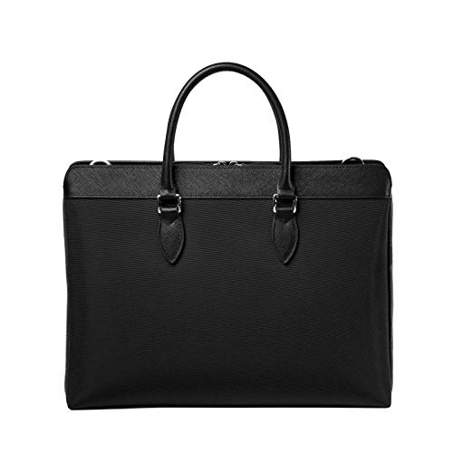 Image of Maverick & Co. Alpha Slim Nylon & Saffiano Leather Briefcase - Lightweight Business Laptop Bag, Fits 16 inch Laptop