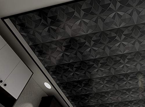Image of Art3d Floral Decorative PVC Ceiling Tiles, 24 x 24 in, 12-Pack, Black