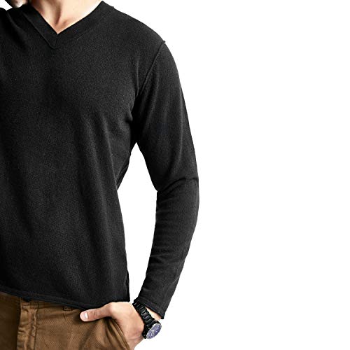 BEYOND FASHION Men's Sweater V Neck Long Sleeve Pullover - 100% Pure Cashmere4