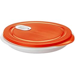 Ventilador Clever Rotho XL Clever Placa de microondas de 1,2 l con tapa y tabique, Plástico (PP) sin BPA, blanco/rojo, 1.2l (26.0 x 26.0 x 4.8 cm)