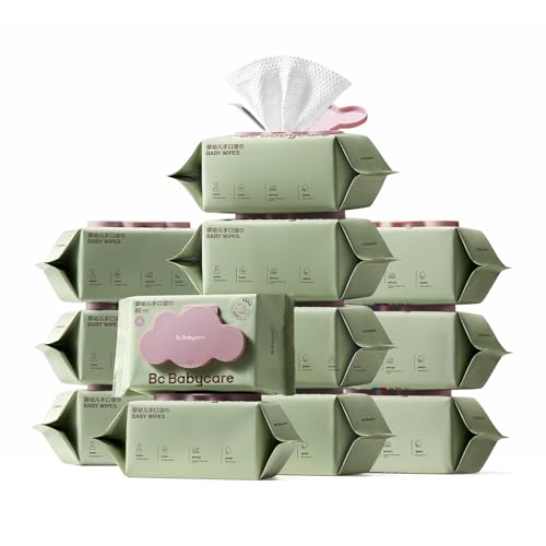 Image of Bc Babycare Cloud Moist Baby Wipes, Thick & XL, 99% Water, Ultra-Hydrating, Unscented, Hypoallergenic for Sensitive Skin, Biodegradable, 12 Flip-Top, 960 Count