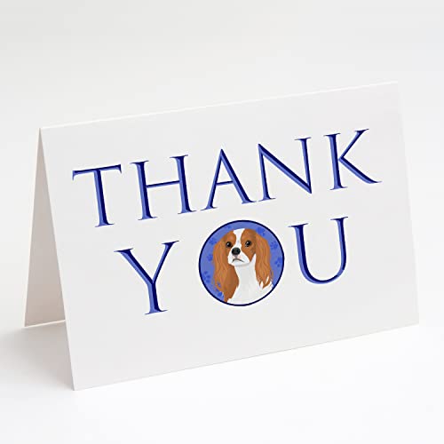 Caroline's Treasures CK9033GCA7P Cavalier King Charles Spaniel Blenheim #1 Thank You Greeting Cards and Envelopes Pack of 8 Blank Cards with Envelopes Whimsical A7 Size 5x7 Blank Note Cards