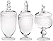 Candy Jars Clear Glass Apothecary Bowls - Set of 3 - Wedding Candy Buffet Containers (Medium)