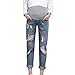 Produktbild foreverH Damen Jeans FORH Umstandshose Schwangerschaftsjeans Mutterschaft,Pflege Bauch Legging Hose Mode Loch Latzhose Jeans für Schwangerschaft Maternity Umstands Hose (XL, Blau)