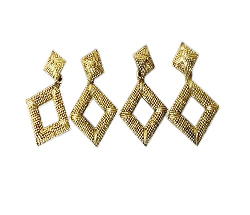 My Desire Gold Plated Rhombus Shape Golden Ear Rings For Women & Girls(2Pcs)