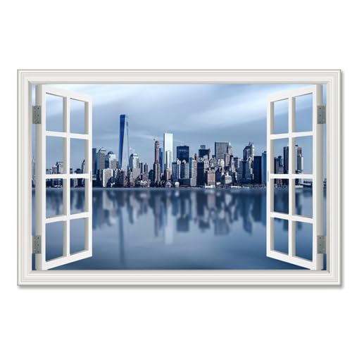 Tableau New York fausse fenêtre sur toile pour une vue panoramique dans votre salon