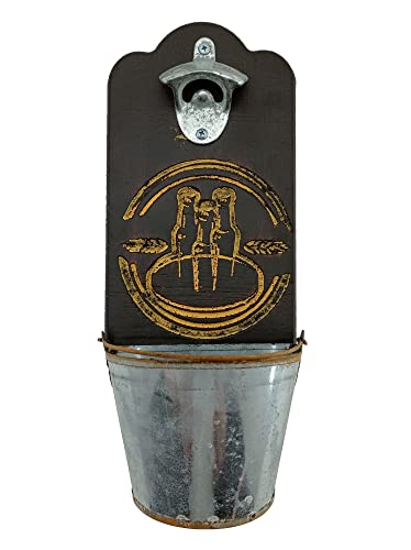 TBQ Cerveza Soda Abrebotellas Vintage Montado de Pared Botellas,Sacacorchos,Abrelatas Colgante y Tenedor de la Tapa,Ideal para Bares,Fiestas,Accesorios,Cocina Casera,Excelente Mejor Regalo (Marron)