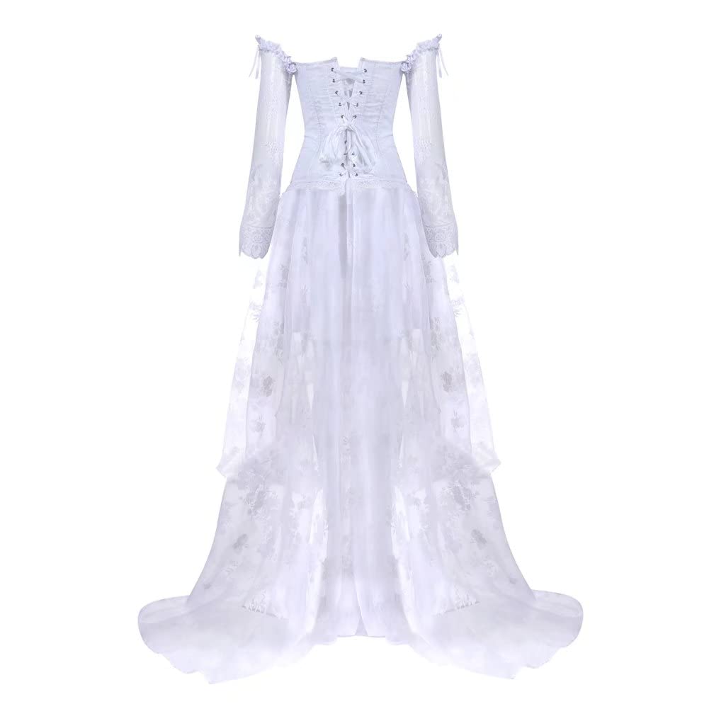 Josamogre Corset Bustier Jupe Femme Sexy Ensembles de Lingerie Dentelle en Dentelle avec Floral Guêpière Déguisement Gothique Mariage