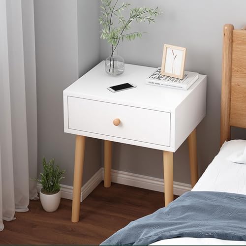 Smart Bedside Table,Jorunb Nightstand Multi-Functional End Table, Wooden Side Table, with Wireless Charging USB Portfor Home Living Room Bedroom Hotel Office (white_01)