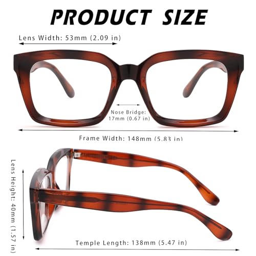 image for COASION Classic Non-prescription Clear Lens Eyeglasses for Women Thick