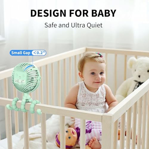 image for AMACOOL Battery Operated Stroller Fan Flexible Tripod Clip On Fan with