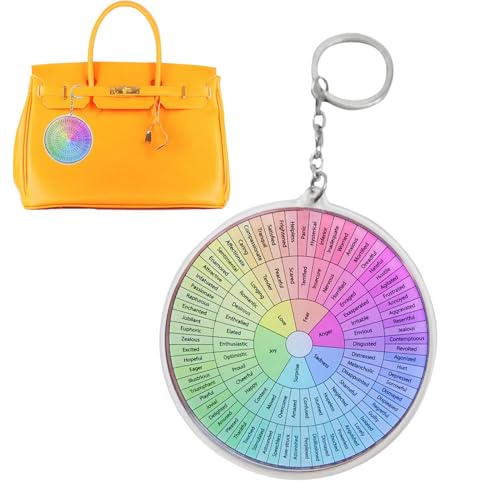 Genérico Feelings Wheel Keychain Emotion Spinner Keychain, pendente de diversão dupla, pacote de acessórios, ferramenta de saúde mental, ornamento de stress de alta qualidade, chave colorida para