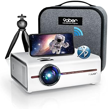 Yaber V5 Mini Projector with 5G WiFi and Bluetooth 5.1,Movie Projector 1080P and 4K Supported, Mini Ourdoor Portable Projector with Tripod and Bag, Compatible with HDMI, USB, VGA, AV