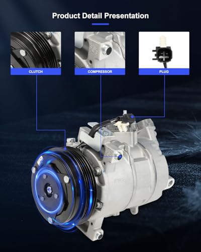 Image of ECCPP AC Compressor Direct Fit for Ford Mustang L4 2.3L 2015-2024 | 167310,168310 Fast Cooling AC Compressor with Clutch Low Vibration Under 72db Reduces Engine Load Fuel Efficient