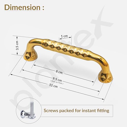 Image of Plantex Cabinet Handle /96mm Handle for Cabinet /Wardrobe /Kitchen Handle /Door Pull-Push Handle for Home /Office - Pack of 1 (Gold)