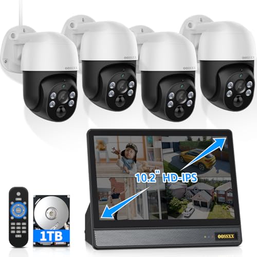 10’’ UHD Monitor 4K Auto Tracking 2-Way Audio PoE Outdoor Wired Security Camera System Home Cameras Video Surveillance DVR Kit